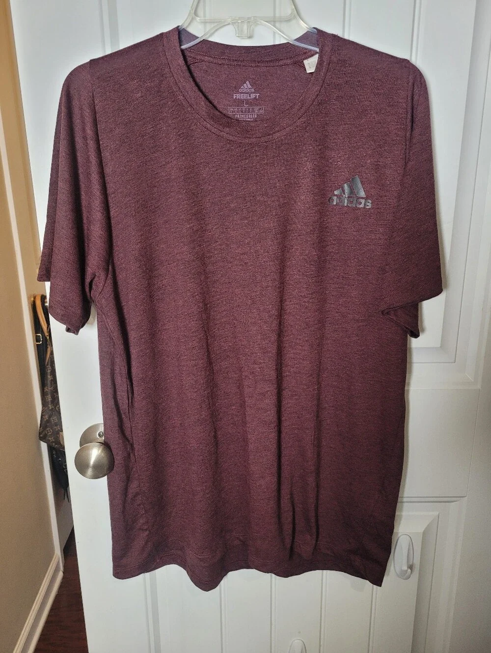adidas Men's Maroon Heather Short Sleeve Performance Shirt